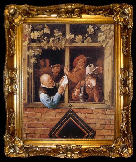framed  Jan Steen Rhetoricians at a Window, ta009-2